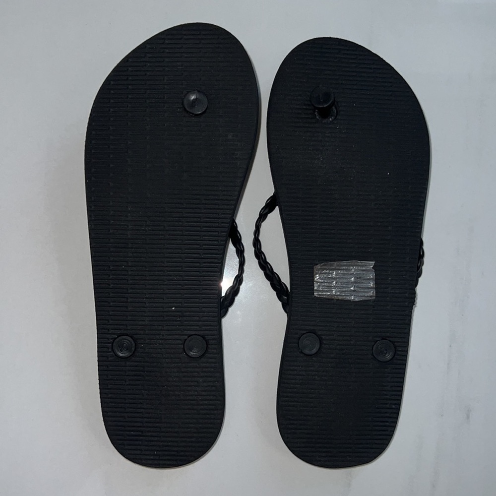 Black Hurley Braided Flip Flops Size 10 - Picture 2 of 3